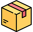 Yellow shipping box with pink tape