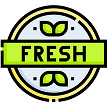 Fresh badge with leaf icons
